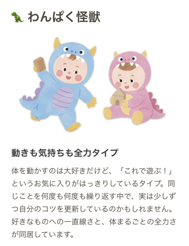 “今のあそびタイプ”と特徴を表示
